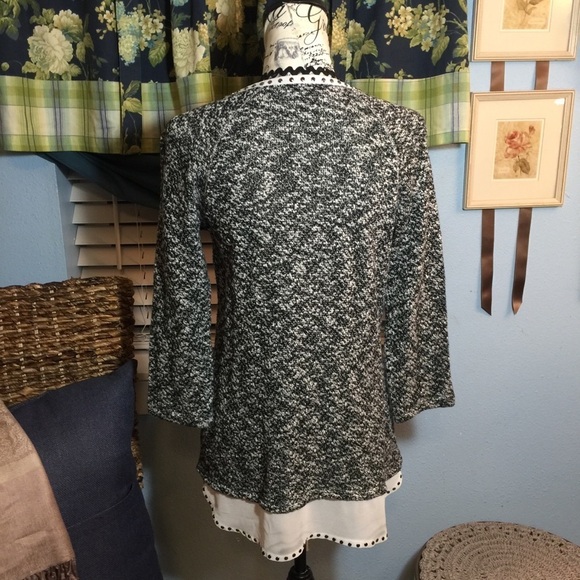 Style&Co studded neckline sheer bottom hem light weight sweater - Picture 6 of 8